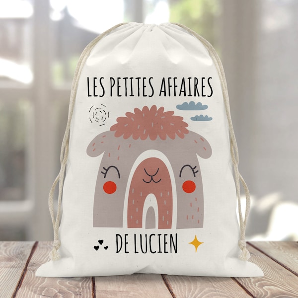 Sac à doudou / pochon / pochette avec lien personnalisé en coton pour enfant 3 tailles Licorne cœur