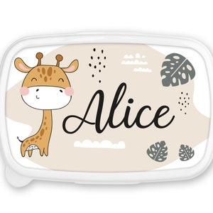 Boîte à goûter repas, lunch box, rentrée école, pour enfant prénom personnalisable - Girafe