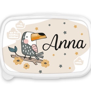 Boîte à goûter repas, lunch box, rentrée école, pour enfant prénom personnalisable - Toucan cartoon