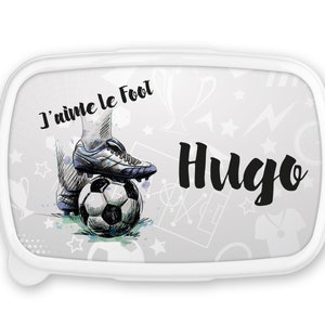 Boîte à goûter repas, lunch box, rentrée école, pour enfant prénom personnalisable  - foot pied