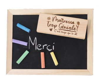 Brosse pour tableau noir ou velleda personnalisable, cadeau fin d'école, maitre, maitresse Atsem, maternelle, trop génial