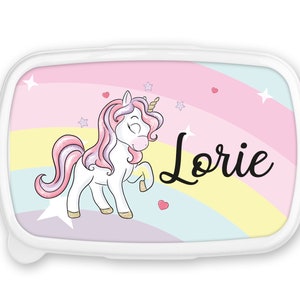 Boîte à goûter repas, lunch box, rentrée école, pour enfant prénom personnalisable  - Licorne