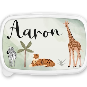 Boîte à goûter repas, lunch box, rentrée école, pour enfant prénom personnalisable  - Animaux