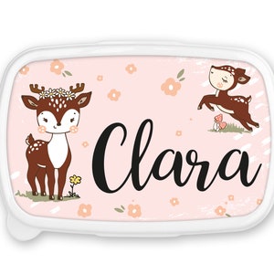 Boîte à goûter repas, lunch box, rentrée école, pour enfant prénom personnalisable - Bambi