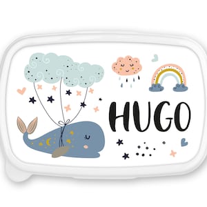 Boîte à goûter repas, lunch box, rentrée école, pour enfant prénom personnalisable  - Baleine
