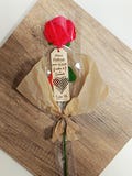 Crocheted eternal rose - Gift for teacher, assistant teacher, nanny plus free personalized wooden bookmark (child's first name + class) product logo
