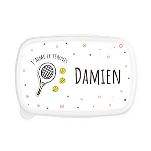 Boîte à goûter repas, lunch box, rentrée école, pour enfant prénom personnalisable - Tennis