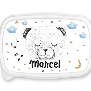 Boîte à goûter repas, lunch box, rentrée école, pour enfant prénom personnalisable - Ours marcel