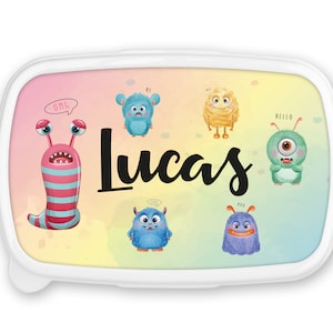 Boîte à goûter repas, lunch box, rentrée école, pour enfant prénom personnalisable  - Petit Monstre