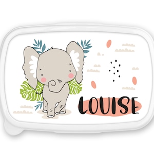 Boîte à goûter repas, lunch box, rentrée école, pour enfant prénom personnalisable - Eléphant