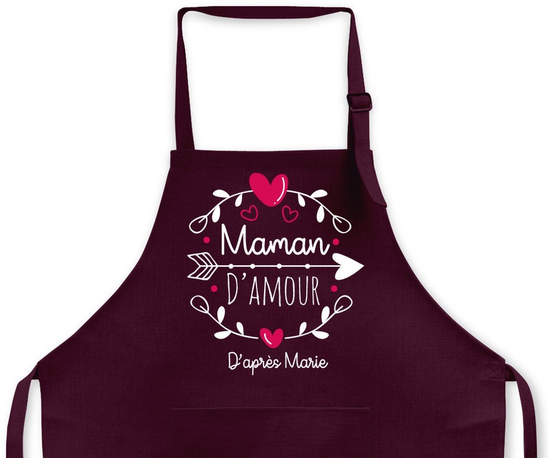 Tablier de cuisine 6 couleurs personnalisable Maman, Mamie, Tata, etc... flèche image 3
