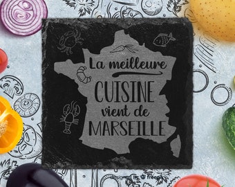 Plateau ardoise pour présenter vos plats, personnalisables la meilleure cuisine vient de Marseille, D'Angers, Le Sud Ouest, Lyon cadeaux