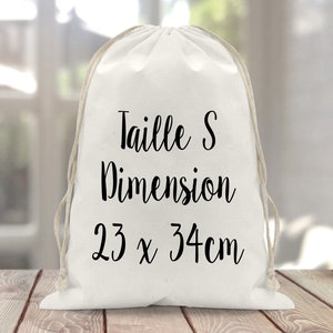 Sac à doudou / pochon / pochette avec lien personnalisé en coton pour enfant 3 tailles Tigre image 3