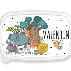 Boîte à goûter repas, lunch box, rentrée école, pour enfant prénom personnalisable - jungle