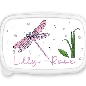 Boîte à goûter repas, lunch box, rentrée école, pour enfant prénom personnalisable - Libellule