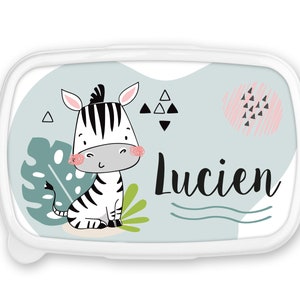 Boîte à goûter repas, lunch box, rentrée école, pour enfant prénom personnalisable - Zèbre cartoon