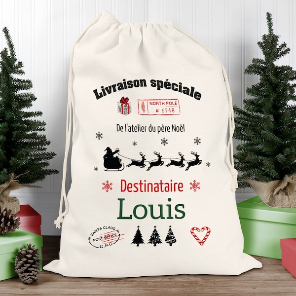 Sac de Noël livraison speciale traineau Personnalisable