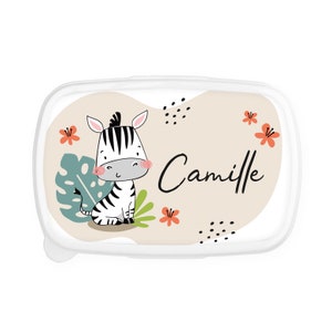 Boîte à goûter repas, lunch box, rentrée école, pour enfant prénom personnalisable - Zèbre