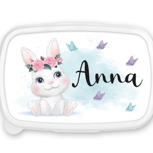 Boîte à goûter repas, lunch box, rentrée école, pour enfant prénom personnalisable - Lapin