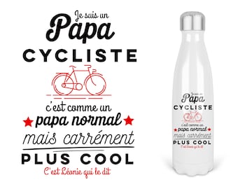 Gourde isotherme 500 ML ou 750 ML personnalisable Papa, Parrain, etc... et prénom enfant thème cycliste