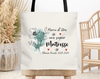 Tote bag cabas Maîtresse, Atsem, Nounou personnalisable Merci d'être, Cadeau de fin d'année, école, original