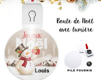 Boule de Noël personnalisable avec 6 différentes couleurs de lumière, cadeaux Noël, ornement Bonhomme de neige