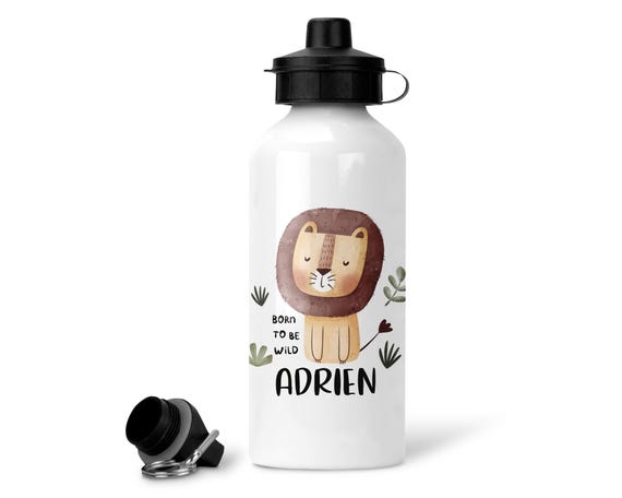 Personalised Forest Cartoon Animals 16 Oz Kid Water Bottle With Name And Silicone Straw Back To School Birthday Gift For Boys Girls - CALLIE
