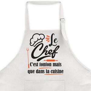 Tablier cuisine personnalisable Papy, papa, tonton, etc plusieurs couleurs chef image 2