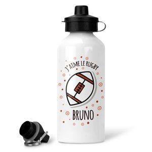 Gourde enfant, maternelle, rentrée scolaire, sport, prénom personnalisable, rugby
