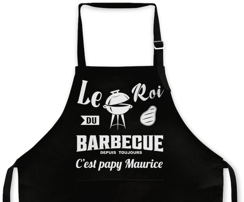 Tablier cuisine personnalisable Papy, papa, tonton, etc plusieurs couleurs barbecue image 1