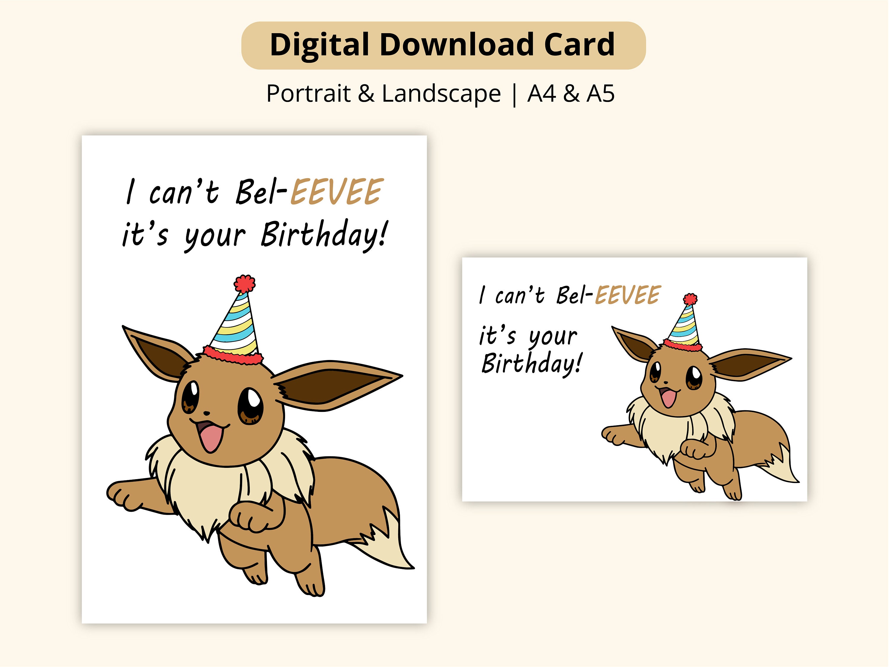 Printable Pokémon Happy Birthday Eevee Birthday Greeting Card for ...