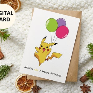 Printable Pokémon Happy Birthday Cute Pikachu Birthday greeting card ...