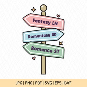 Fantasy, Romantasy, Romans Znak Drogowy SVG Plik, Ulubione Gatunki, Pliki Cyfrowe - Wektor - Natychmiastowe Pobieranie - Jpg, Png Pdf, Svg, Eps, Dxf