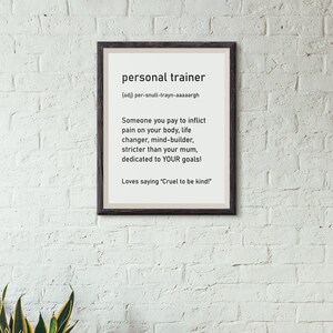 Personal Trainer Gift | Definition Art | Gift Print | Digital Download | Bedroom Gym Garage | Present