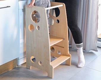 Ourbaby Montessori Lernturm Ringe Woody - Küchenhelfer, Kochhelfer