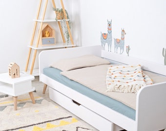 Ourbaby Nell 2-in-1 – Weiß, höhenverstellbar, Montessori-Bett, Kinderbett