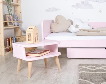 Table de chevet Ourbaby NELL - Rose pastel, table de chevet, table de chevet