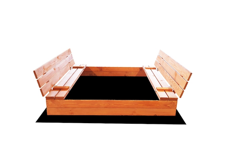 Ourbaby Wooden Sandpitimpregnated, sandpit 140 x 140 cm, sandbox, wooden sandbox, sandbox with seats, with cover zdjęcie 1
