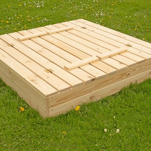 Ourbaby sandpit 120 x 120 cm sandbox, childs sandbox, wood sandbox, sand box with seats image 4