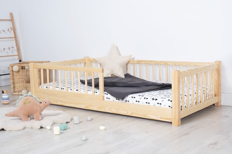 Ourbaby Montessori Bodenbett, Kleinkindbett, Kinderbett, Bett mit Schienen Bild 2