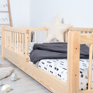 Ourbaby Montessori Bodenbett, Kleinkindbett, Kinderbett, Bett mit Schienen Bild 3