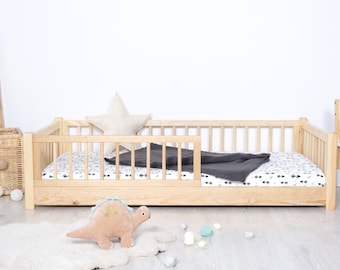 Cama de suelo Montessori Ourbaby, cama para niños pequeños, cama para niños, cama con barandillas