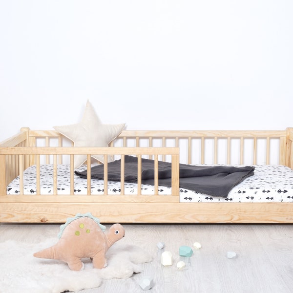 Ourbaby Montessori vloerbed, peuterbed, kinderbed, bed met rails