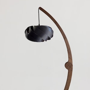 Floor lamp | Minimalist light | Vintage Lamp | Wood Lighting | Corner Lighting | Mid Century modern | Black chandelier | Modern floor lamp
