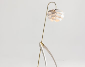 Floor lamp, Gold lighting, Mid Century Modern, Gold lamp, Modern decor, Cone light , Minimalist, White chandelier, House floor lamp, Modern