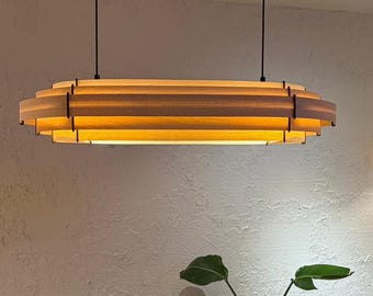 Mid Century Modern Wooden Pendant Light | Handmade Walnut Chandelier | Dining Table Lighting | Japandi Ceiling Lamp | Minimal Wood Light