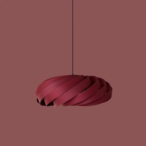 Lampada a sospensione in legno impiallacciato, lampada fatta a mano, lampada da soffitto, arredamento per la casa, lampadario rosso, lampada industriale, paralume in legno
