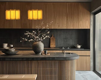 Wood Pendant Light | Wooden Chandelier | Handmade  Lamp | Mid‑Century Modern Lighting | Natural Home Decor