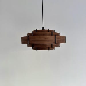 Wood Pendant Light | Modern Walnut Chandelier | Mid-Century Lighting | Minimal Pendanr Light