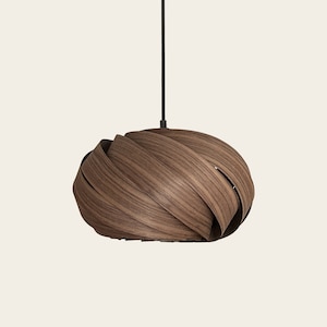 Holz Pendelleuchte, Handgefertigte Lampe, Deckenlampe, Wohnkultur, Walnuss Baum, Industrielle Lampe, Holz Lampenschirm, Mid century Modern, Küchen Licht